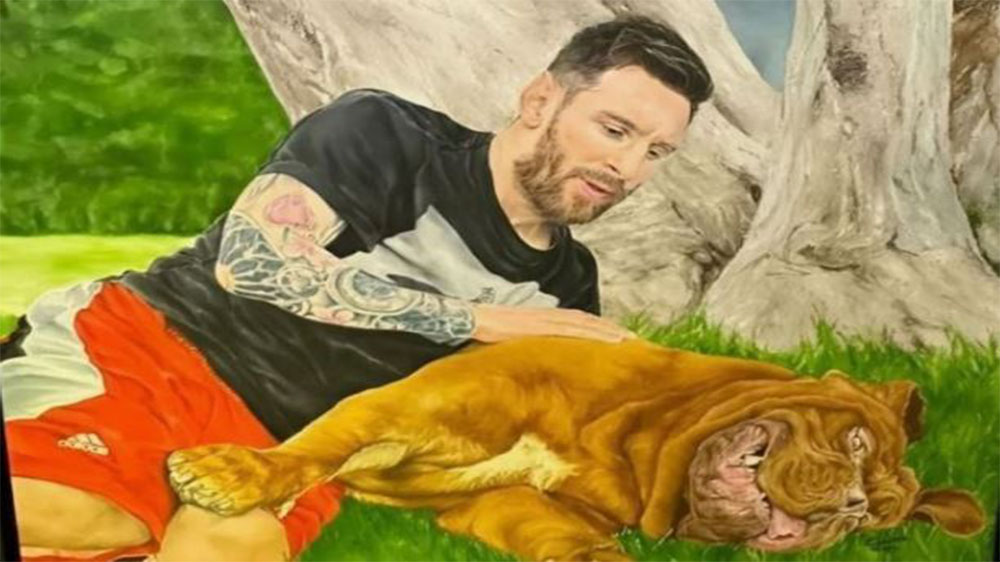 نقاش معروف مسی را سورپرایز کرد! (عکس) - حاشیه های فوتبالی نقاش معروف مسی را سورپرایز کرد! (عکس)